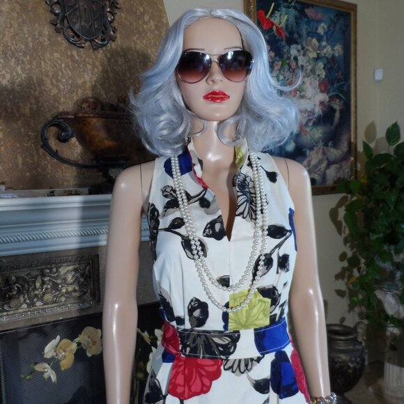 Moschino CheapandChic Ivory Multi Color Floral Print Sheath Dress Size 8 - Picture 4 of 16